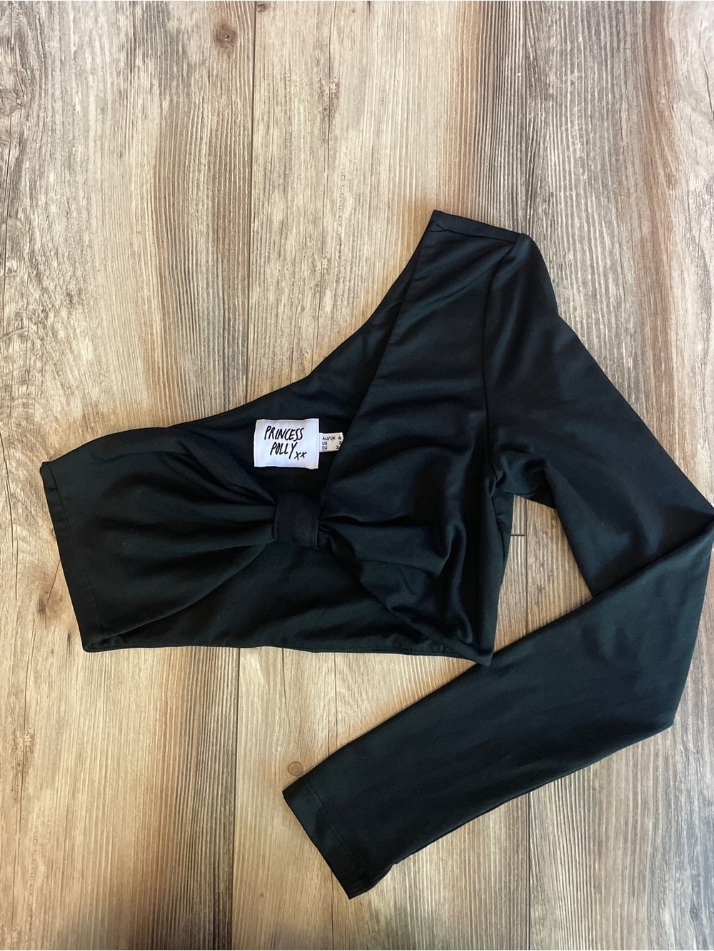 Princess Polly Black Crewneck Top with Branded Label